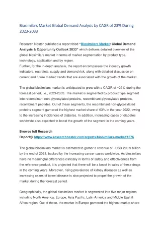 biosimilars market global demand analysis by cagr