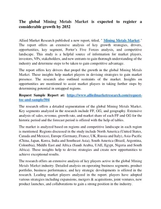 the global mining metals market is expected