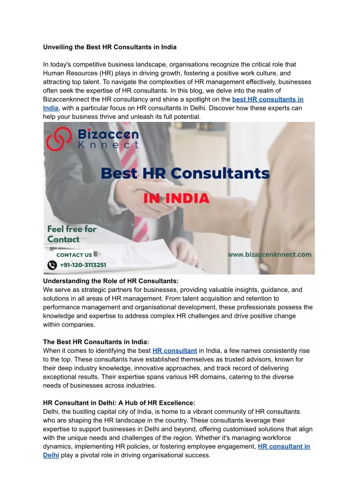 unveiling the best hr consultants in india