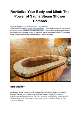 Revitalize Your Body and Mind_ The Power of Sauna Steam Shower Combos