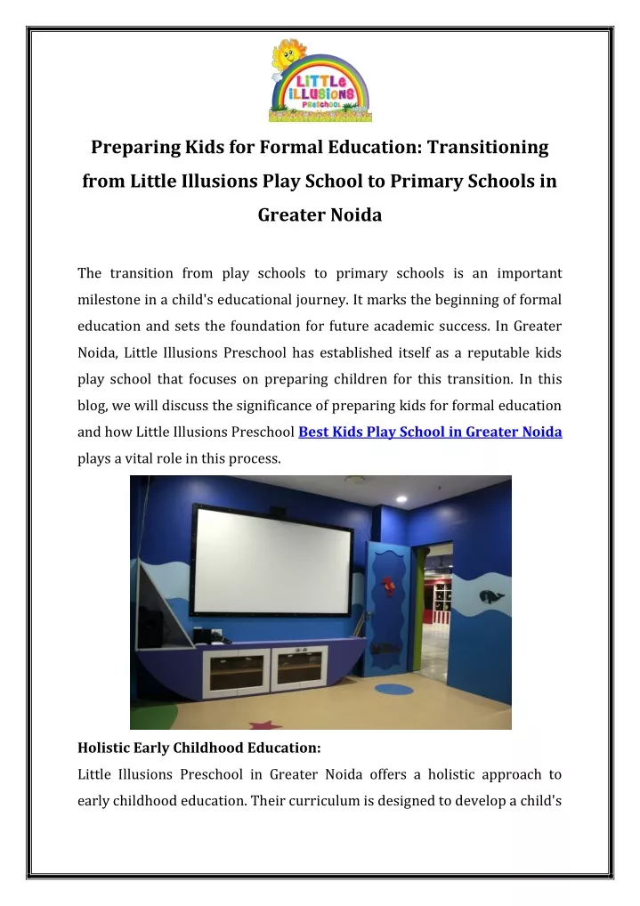 preparing kids for formal education transitioning