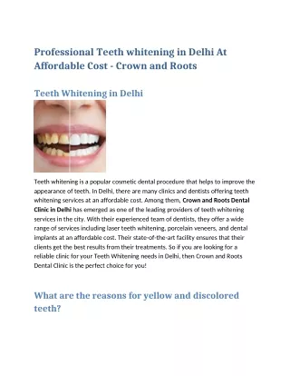 Professional Teeth whitening in Delhi At Affordable Cost - Crown and Roots