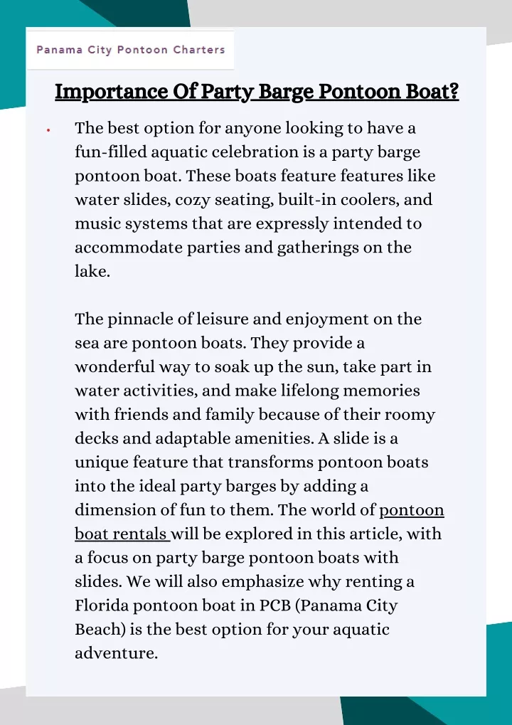importance of party barge pontoon boat