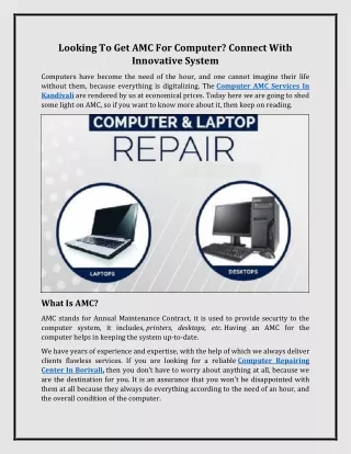 Computer AMC Services In Kandivali  