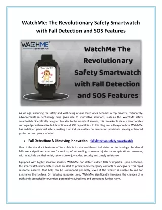 WatchMe The Revolutionary Safety Smartwatch with Fall Detection and SOS Features