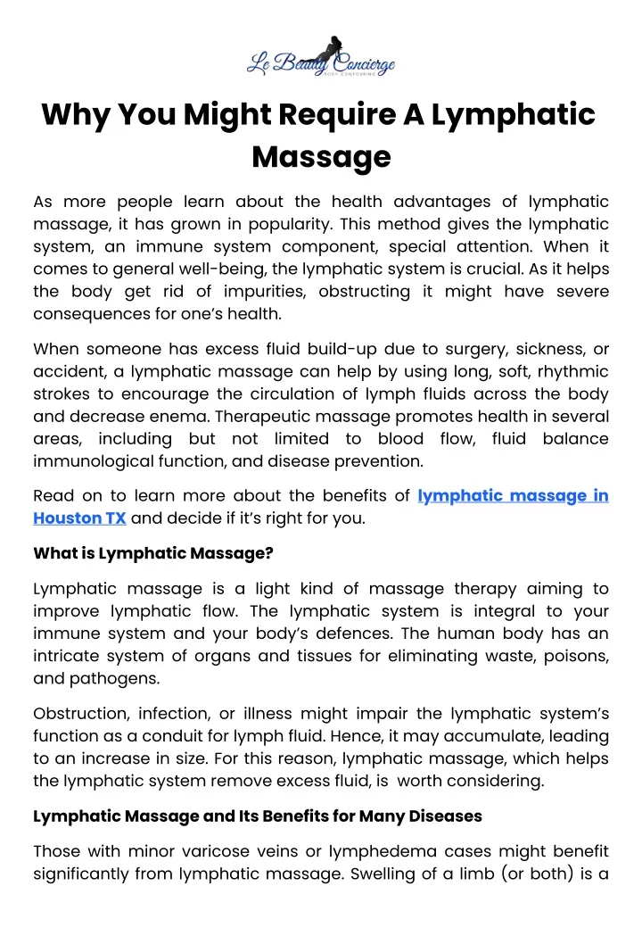 why you might require a lymphatic massage