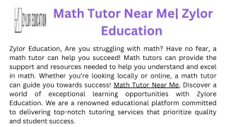 math tutor near me zylor education