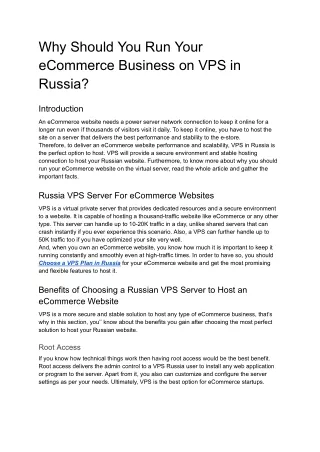 Why Should You Run Your eCommerce Business on VPS in Russia_