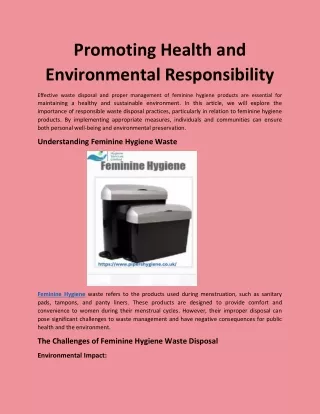 Promoting Health and Environmental Responsibility