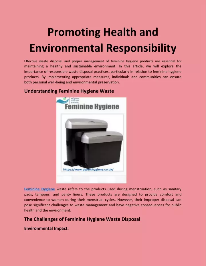 promoting health and environmental responsibility