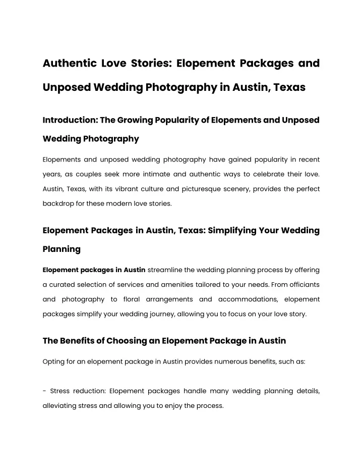 authentic love stories elopement packages and