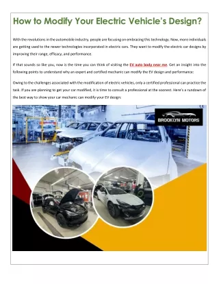 how to modify your electric vehicle s design