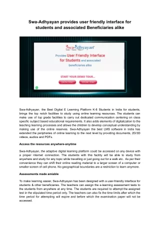 swa adhyayan provides user friendly interface