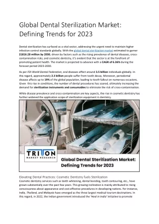 Global Dental Sterilization Market: Defining Trends for 2023