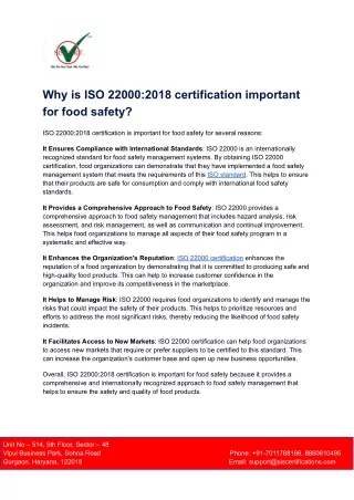 why is iso 22000 2018 certification important