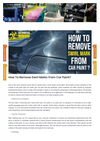 how to remove swirl marks from car paint