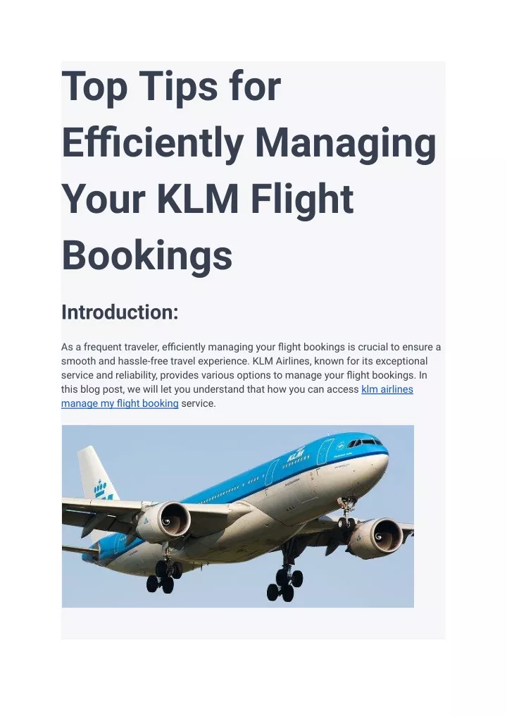 top tips for efficiently managing your klm flight