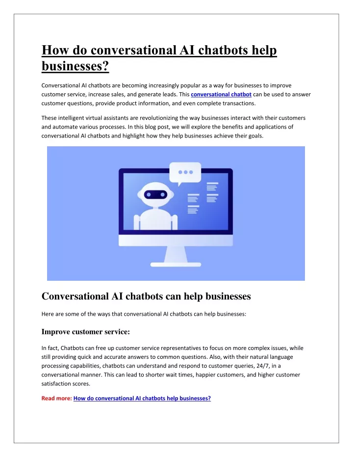 how do conversational ai chatbots help businesses