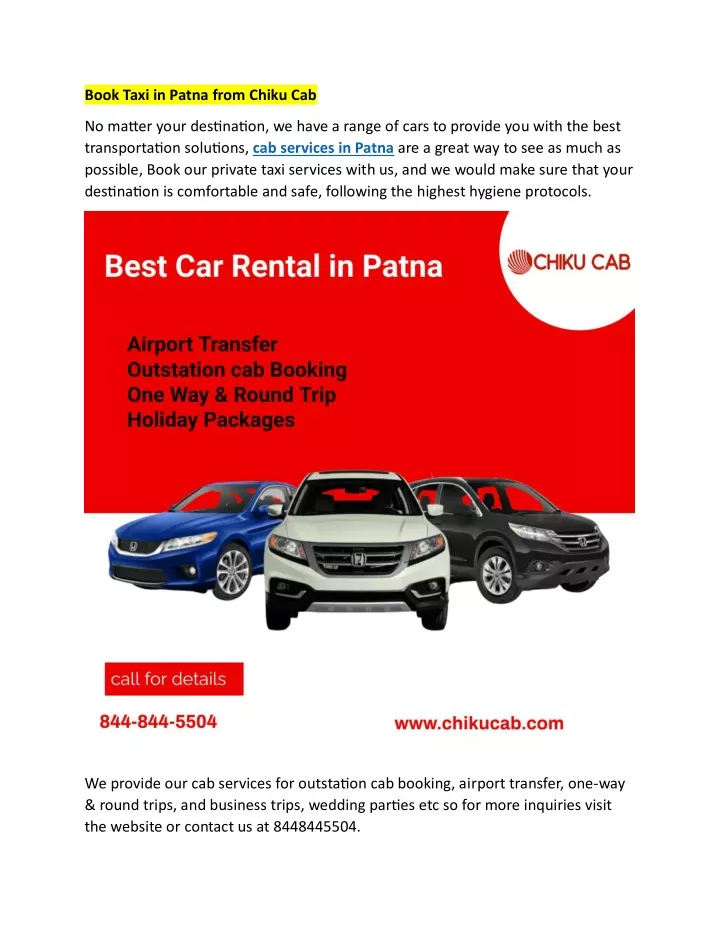 book taxi in patna from chiku cab