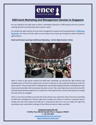 B2B Event Marketing and Management Services in Singapore
