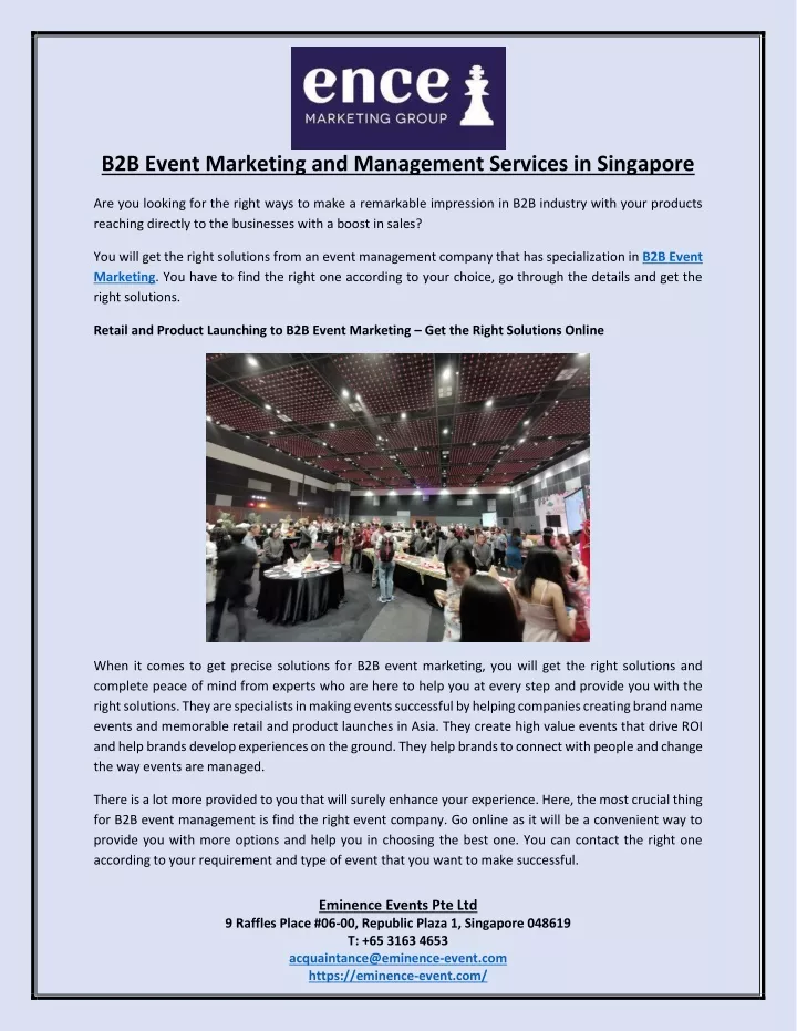 b2b event marketing and management services