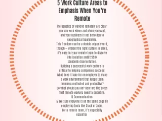 5 work culture areas to emphasis when