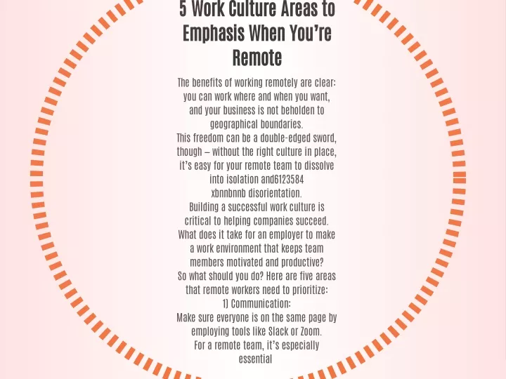 5 work culture areas to emphasis when
