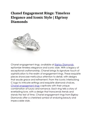 Chanel Engagement Rings | Elgrissy Diamonds