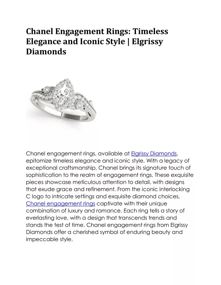 chanel engagement rings timeless elegance