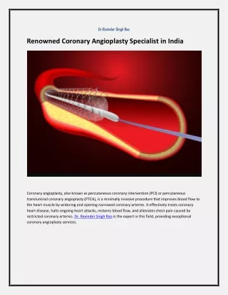 Renowned Coronary Angioplasty Specialist in India