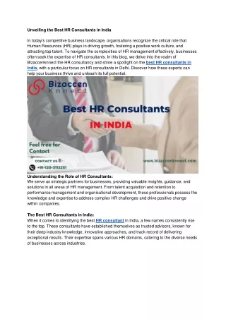 Unveiling the Best HR Consultants in India