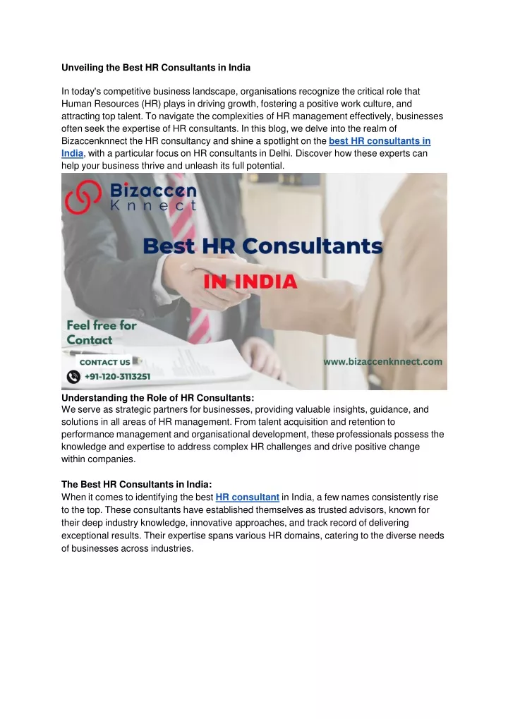 unveiling the best hr consultants in india