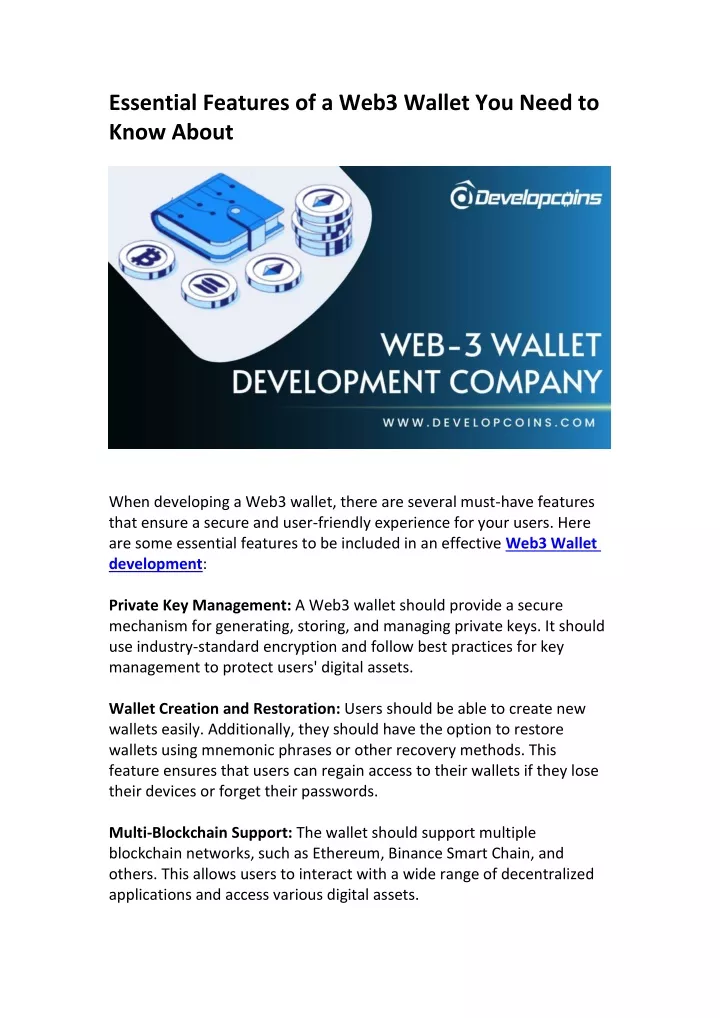 essential features of a web3 wallet you need