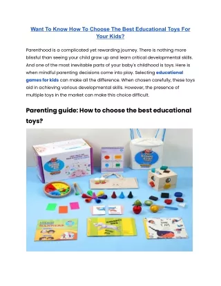 Want To Know How To Choose The Best Educational Toys For Your Kids