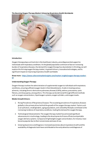 the booming oxygen therapy market enhancing