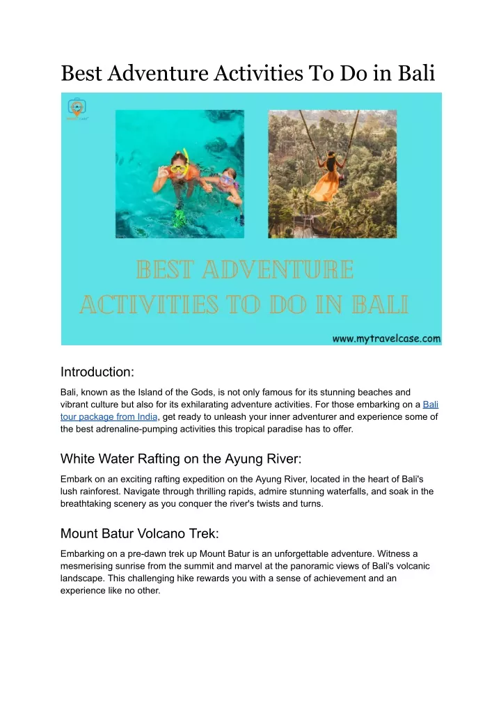 best adventure activities to do in bali