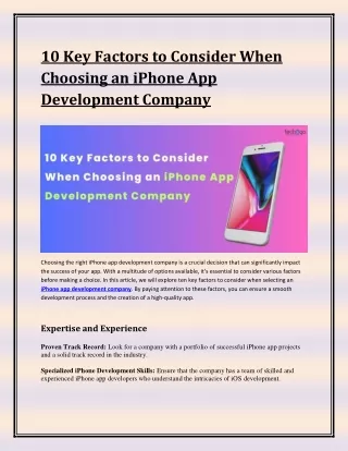 10 key factors to consider when choosing