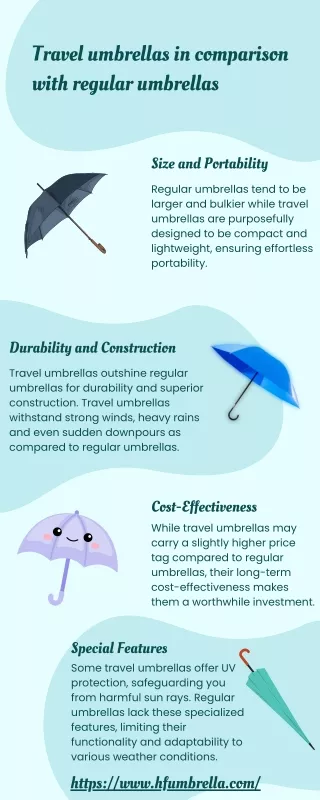 Travel umbrellas in comparison with regular umbrellas