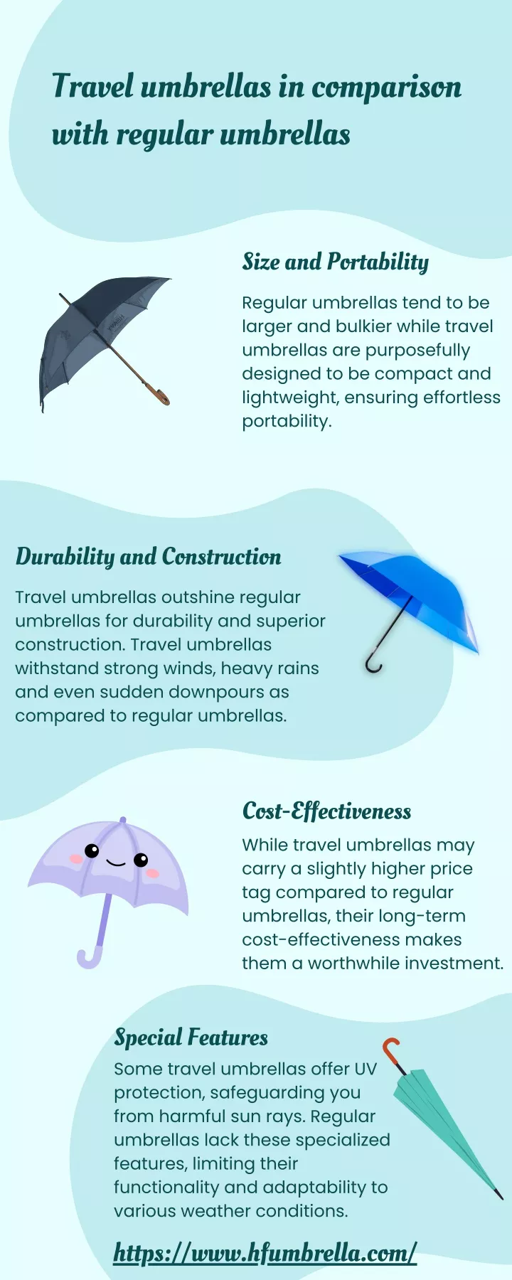 travel umbrellas in comparison with regular