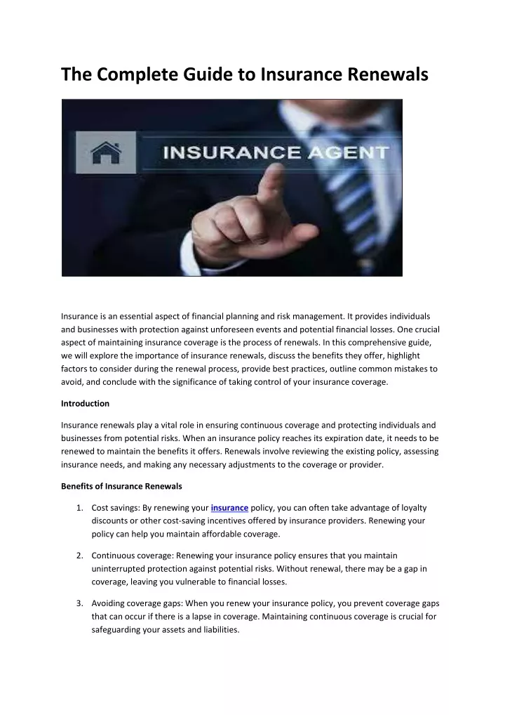 the complete guide to insurance renewals