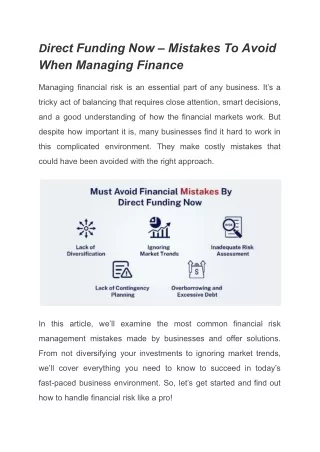 d irect funding now mistakes to avoid when