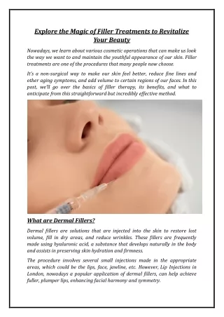 Explore the Magic of Filler Treatments to Revitalize Your Beauty