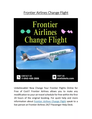 Frontier Airlines Change Flight |   1-845-459-2806