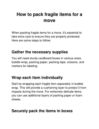 How to pack fragile items for a move