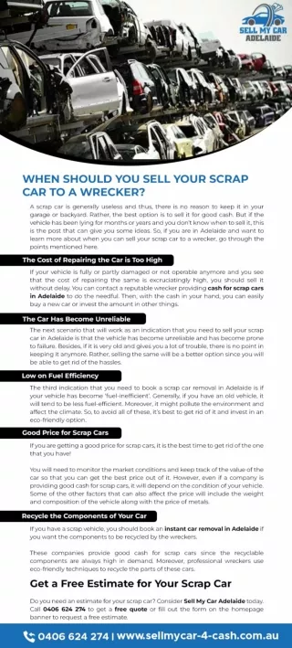 WHEN SHOULD YOU SELL YOUR SCRAP CAR TO A WRECKER?