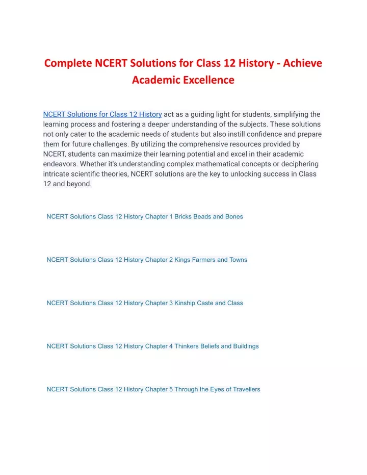 complete ncert solutions for class 12 history