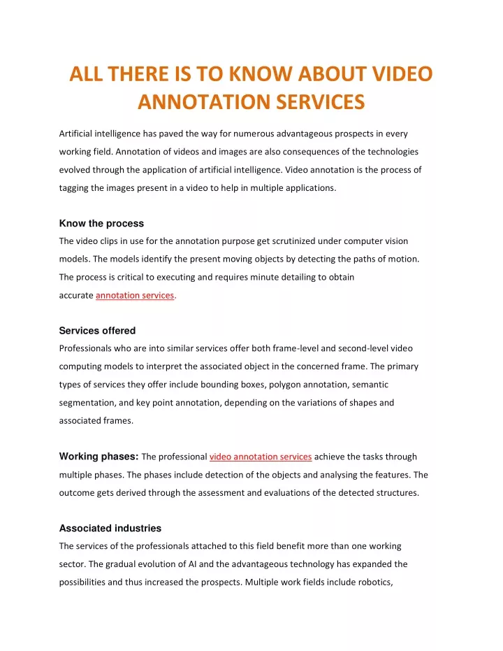 all there is to know about video annotation