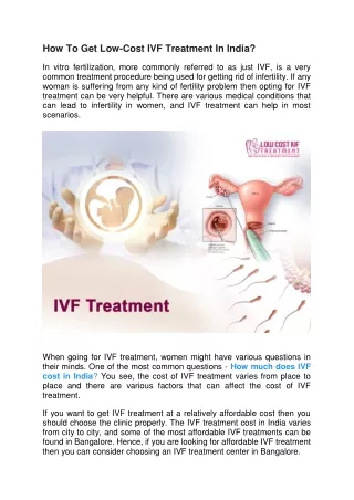 How To Get Low-Cost IVF Treatment In India