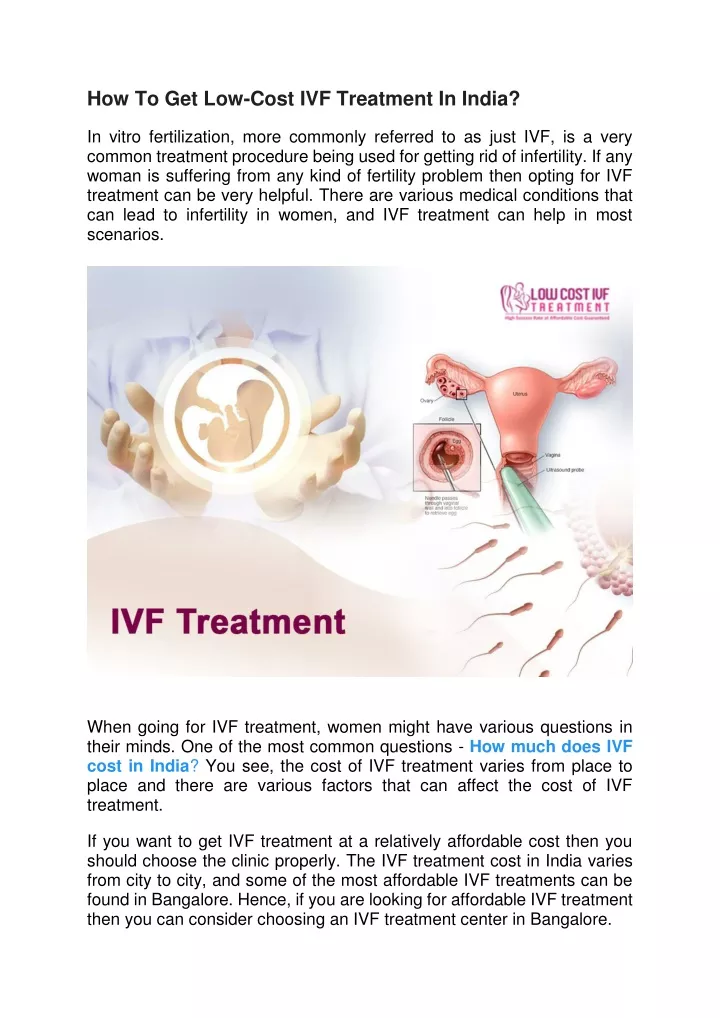 how to get low cost ivf treatment in india