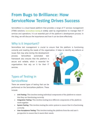 From Bugs to Brilliance: How ServiceNow Testing Drives Success